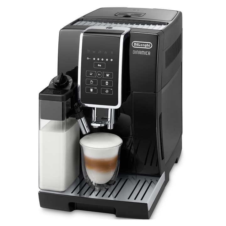 Кафеавтомат DE’LONGHI Dinamica ECAM 350.50.B, 1450W, 1.8 л, 15 бара, Гарафа за мляко със система LatteCrema, Черен