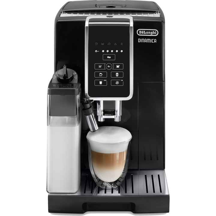 De'Longhi Dynamics ECAM 350.50.B Automata kávéfőző, 1450W, 1.8l, 15 bar, LatteCream Tejkancsó rendszerrel, Fekete