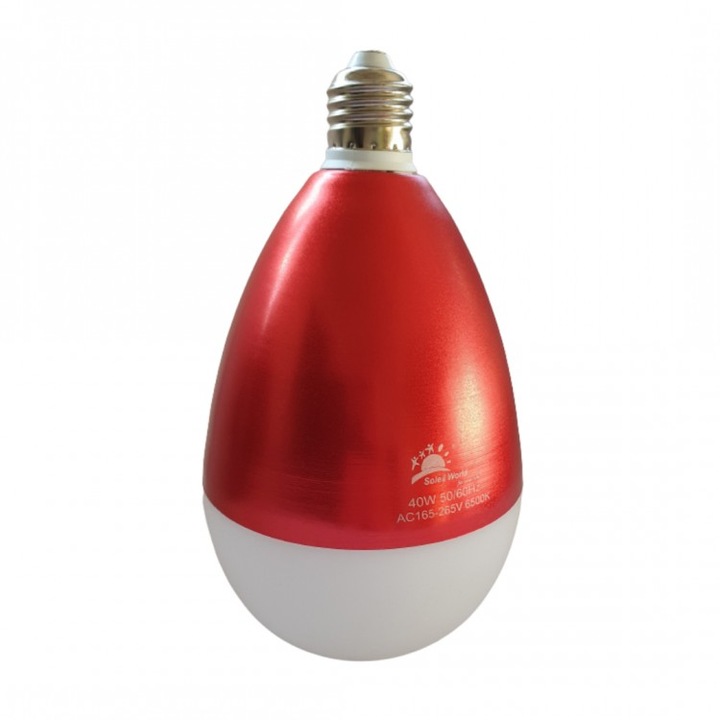 Bec LED cu economie de energie, E27, 40W, 20,5 cm, JL-2021-2, culoare rosu / alb