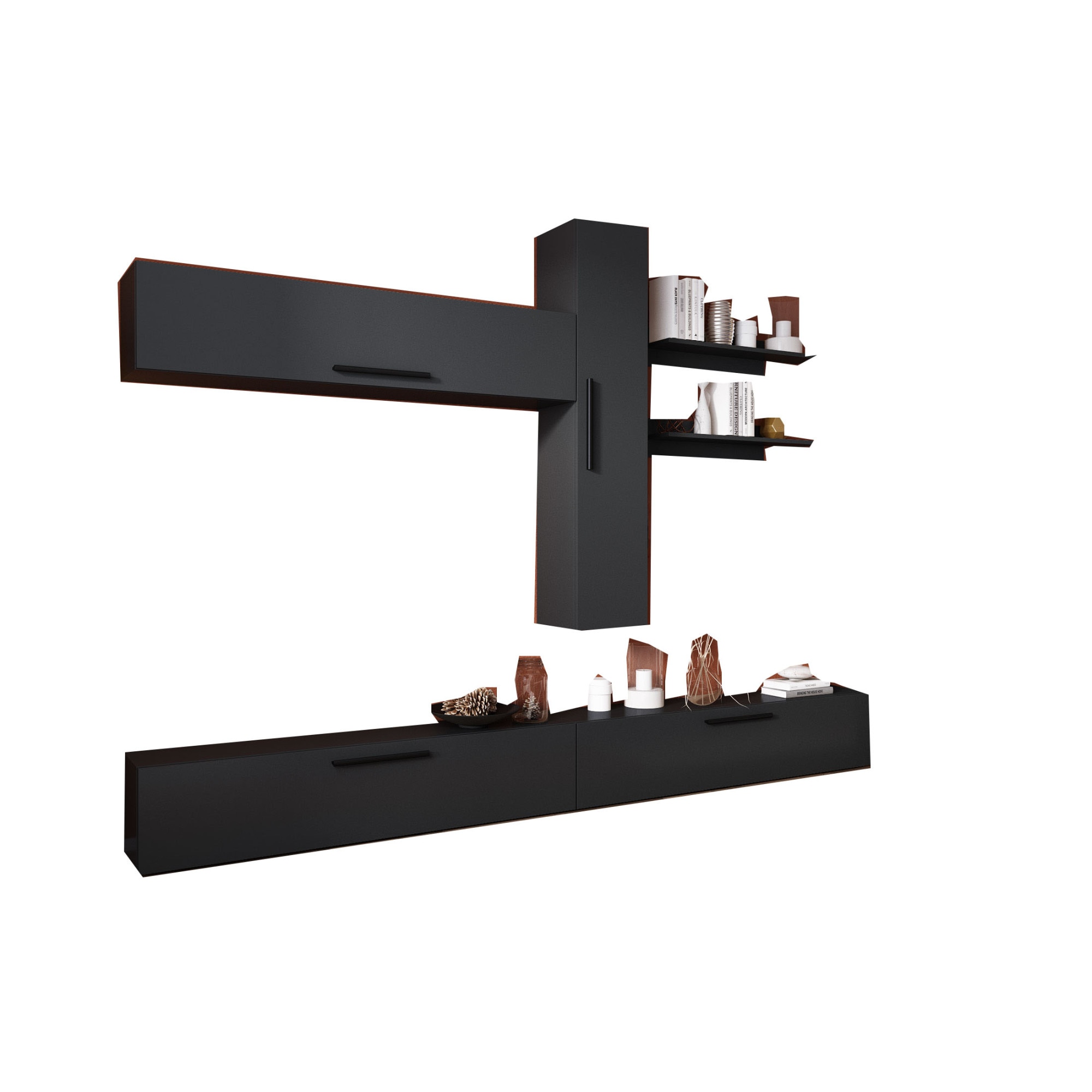 Set Living Pati 132 Mobila Sufragerie Gri Antracit pal melaminat 16mm L 276 cm x A 26,7 x H 190 cm