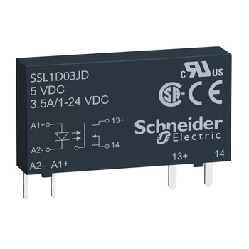 Releu static SSL1D03BD, ambrosabil, intrare 15-30 V cc, iesire 1-24 V cc, 3.5A, Schneider Electric Releu static SSL1D03BD, ambrosabil, intrare 15-30 V cc, iesire 1-24 V cc, 3.5A, Schneider Electric