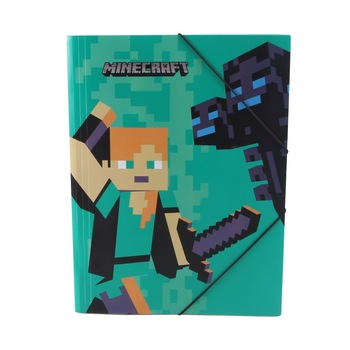 Dosar A4 cu elastic MINECRAFT Alex & Enderdragon, Multicolor Dosar A4 cu elastic MINECRAFT Alex & Enderdragon, Multicolor