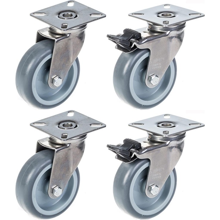 Cauciuc gri din otel inoxidabil (75mm 3) , 240 kg, set de 4, rezistenta chimica buna la multe substante