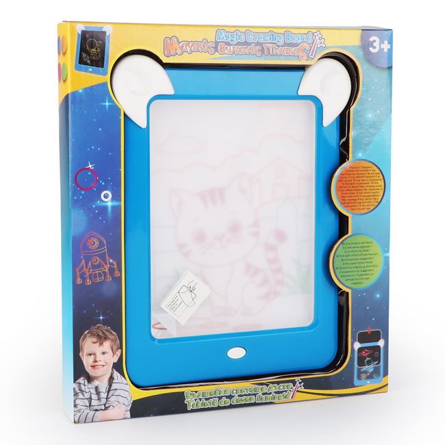 Tabla pentru desenat, Zola®, albastra, cu 10 carti de colorat si 4 markere, luminoasa, 30x27 cm