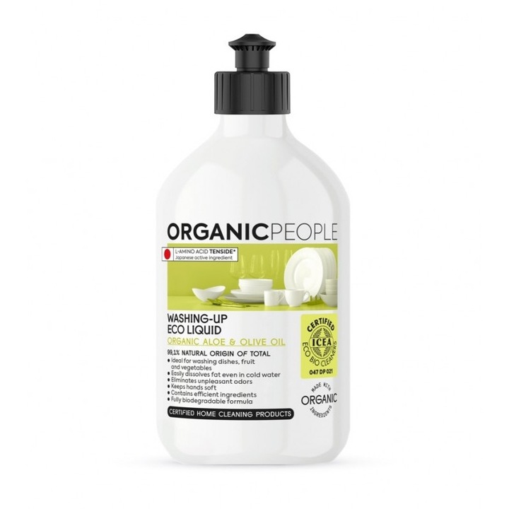 Ökológiai mosogatószer edényekhez Aloe Vera és olívaolaj, Organic People, 500ml