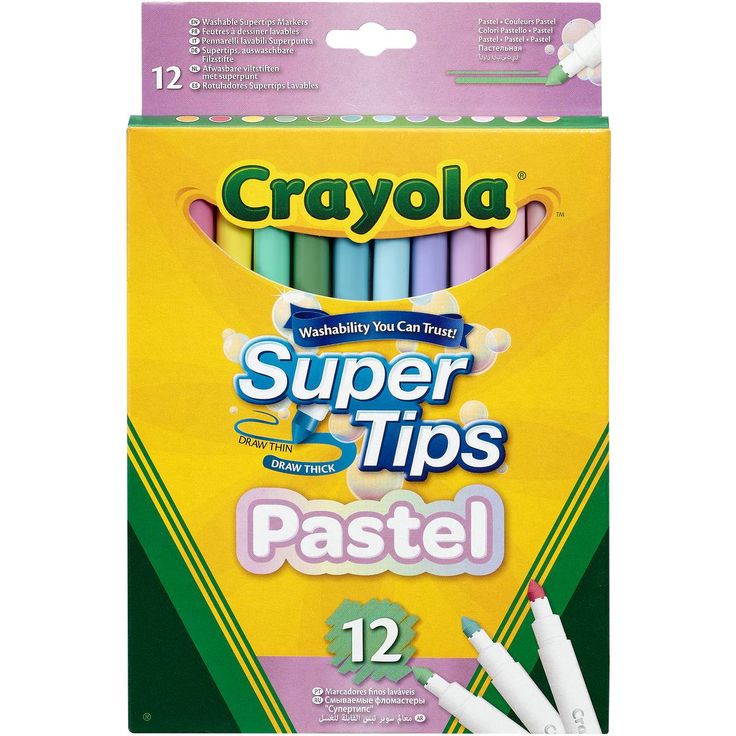 Set 12 Markere Lavabile Crayola-Super Tips, culori pastelate