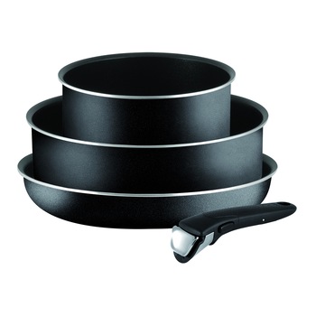 Set de 4 piese Tefal Ingenio Essential, tigaie 24 cm, cratita 24 cm, craticioara 18 cm, maner Set de 4 piese Tefal Ingenio Essential, tigaie 24 cm, cratita 24 cm, craticioara 18 cm, maner