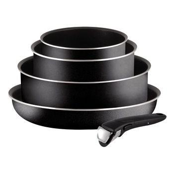Set de 5 piese Tefal Ingenio Essential, tigaie 28 cm, cratita 24 cm, craticioara 16/20 cm, maner Set de 5 piese Tefal Ingenio Essential, tigaie 28 cm, cratita 24 cm, craticioara 16/20 cm, maner