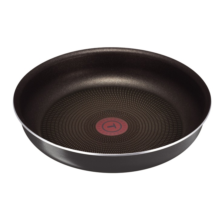 Set de 10 piese Tefal Ingenio Essential, tigaie 20/22/26 cm, craticioara 16/18 cm, capace de plastic 16/18 cm, 2 spatule, maner, negru