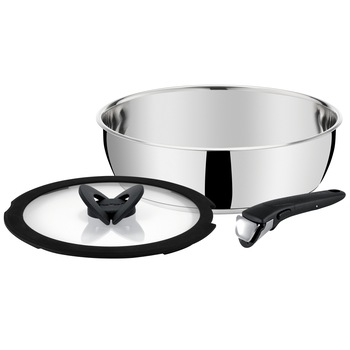 Set de 3 piese Tefal Ingenio Pro, cratita 24 cm, capac sticla 24 cm, maner Set de 3 piese Tefal Ingenio Pro, cratita 24 cm, capac sticla 24 cm, maner