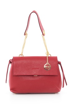 Mia Tomazzi, Geanta de piele cu bareta de umar si clapa Udine, Rosu caramiziu Mia Tomazzi, Geanta de piele cu bareta de umar si clapa Udine, Rosu caramiziu