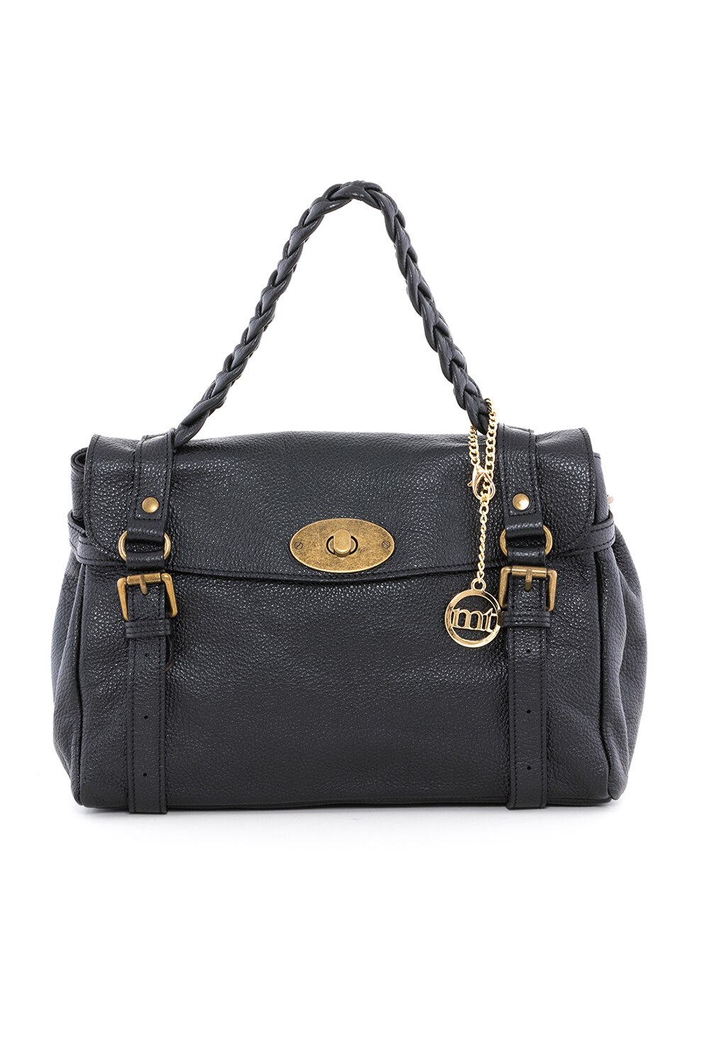 Mia Tomazzi, Geanta de piele cu bareta detasabila de umar, Negru