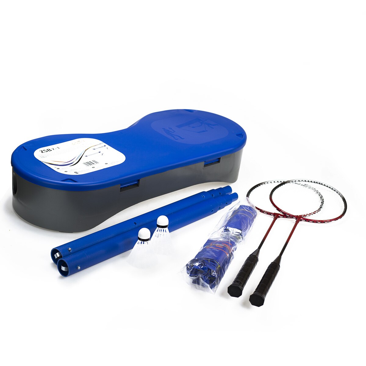 Set 2-in-1, plasa de badminton, 2 rachete, valiza, albastru, Nils ZSB2