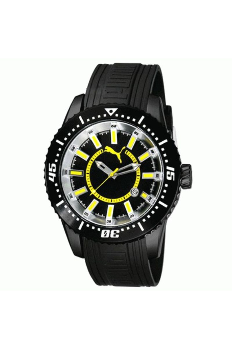 Ceas barbatesc Puma, PU102121003, Negru/Galben