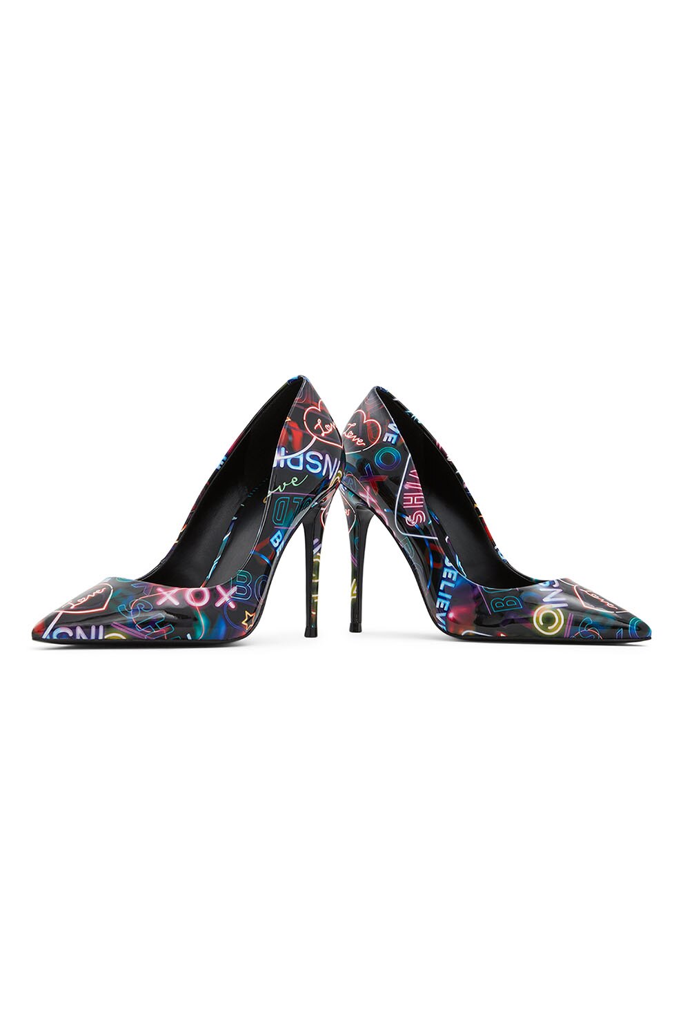 Aldo, Pantofi clasici din piele ecologica cu toc inalt Stessy, Negru/Albastru/Rosu