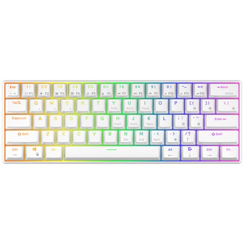 Tastatura mecanica gaming Royal Kludge RK61, 61 taste, hotswap, iluminare RGB, 60%, Keycaps ABS double shot, conectare wireless sau cablu, baterie 750 mAh, portabila, alb, RK61 Tastatura mecanica gaming Royal Kludge RK61, 61 taste, hotswap, iluminare RGB, 60%, Keycaps ABS double shot, conectare wireless sau cablu, baterie 750 mAh, portabila, alb, RK61