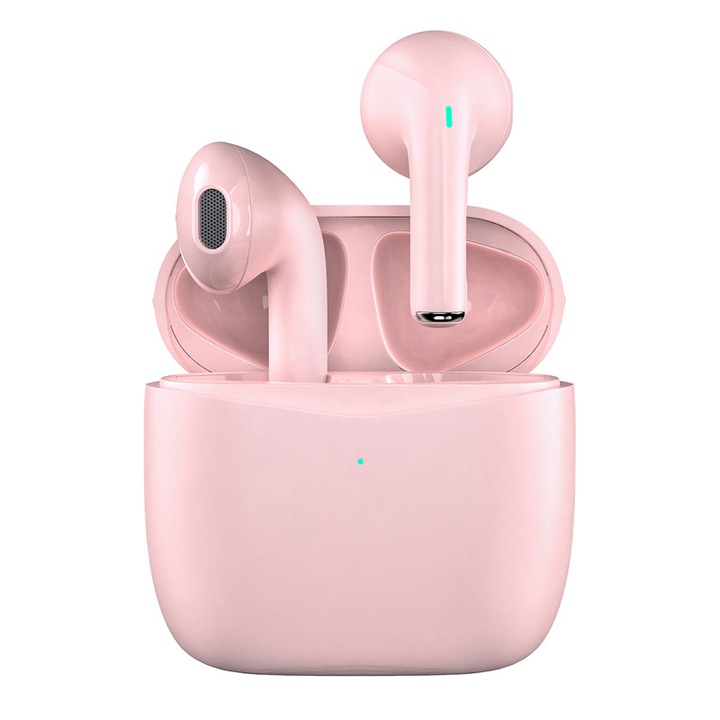 TWS vezeték nélküli fejhallgató, Angel City, Bluetooth 5.0, 9D, HIFI, sztereó, zajcsökkentő funkció, mikrofon, rózsaszín