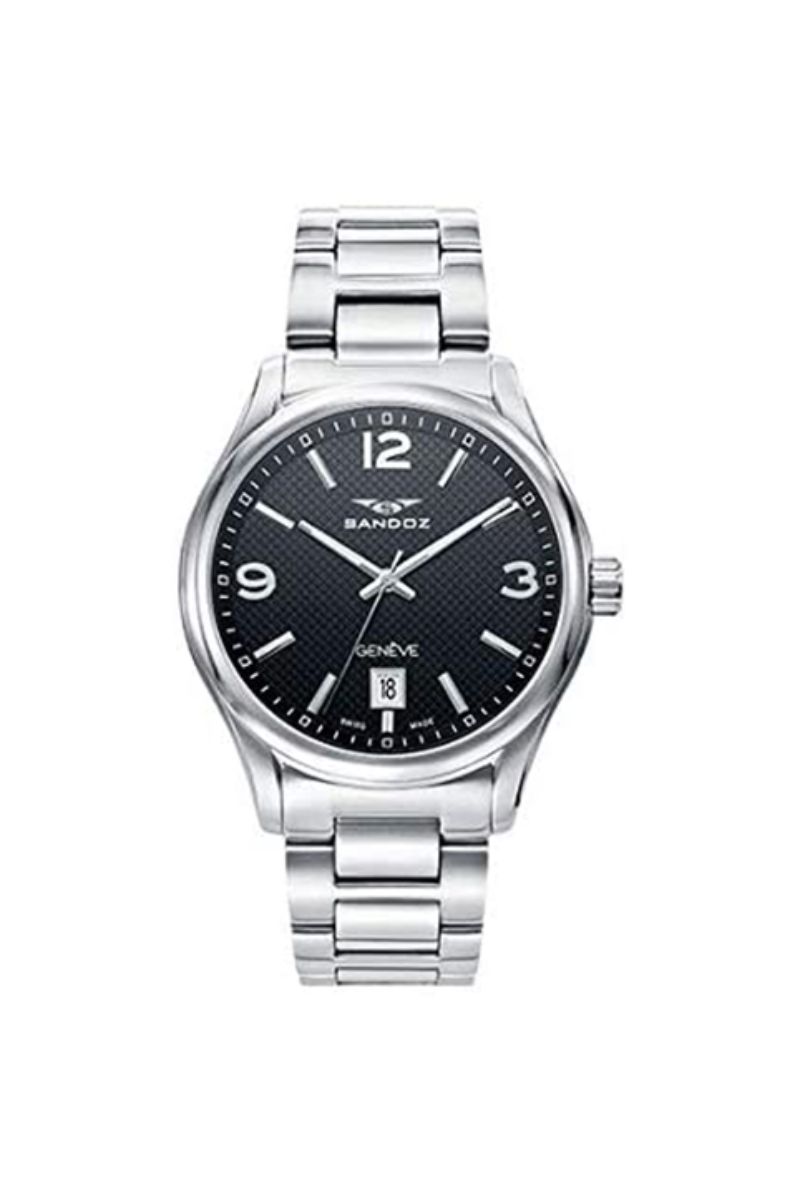 Ceas barbati Sandoz, 81425-55, Argintiu/Negru