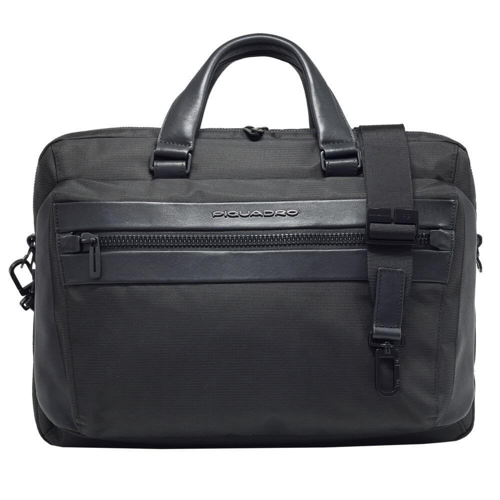 Servieta PIQUADRO din tesut reciclat si piele, port laptop 14'' si iPad®Pro 12,9'', CA5749S117/N, negru