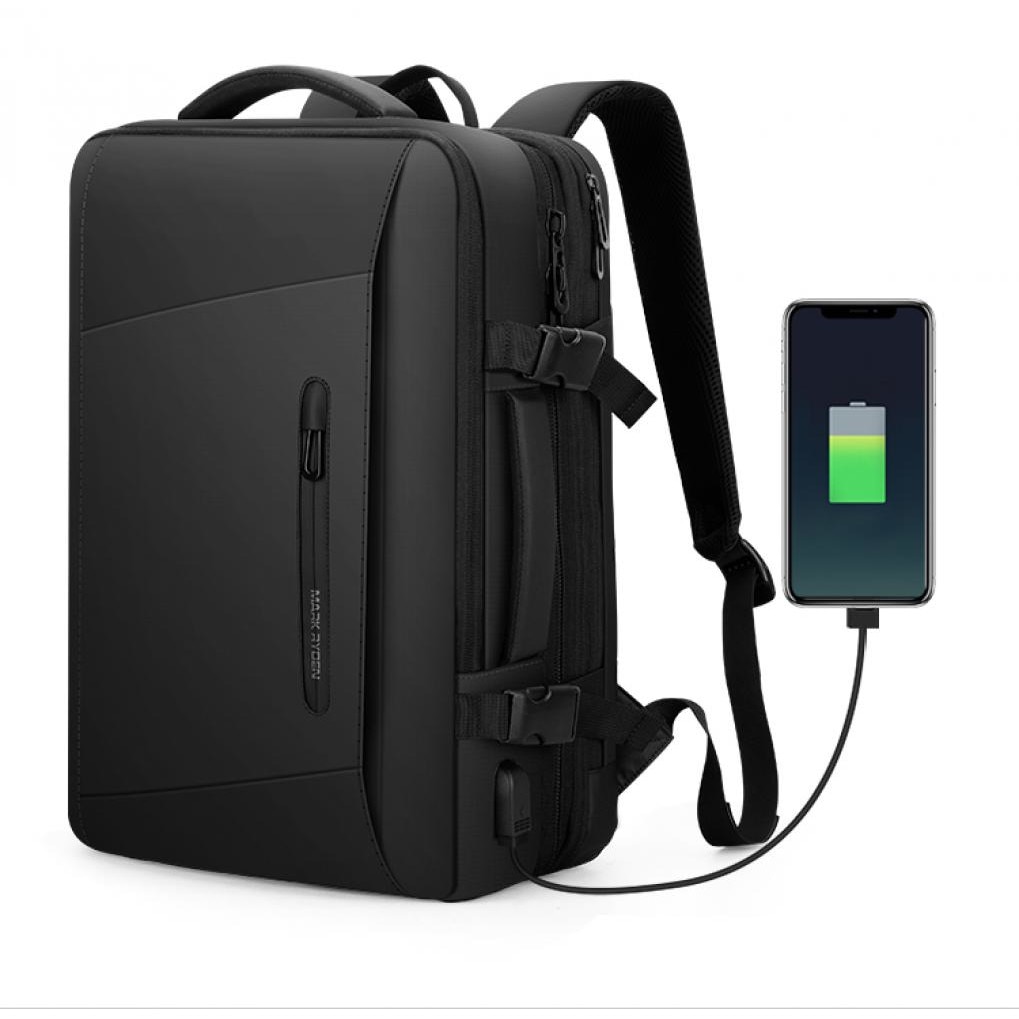 Rucsac Mark Ryden pentru laptop 17.3 inch, extensibil 39L, model MR9299, pelerina impermeabila inclusa, port USB, full impermeabil, sistem antifurt, spatios, negru
