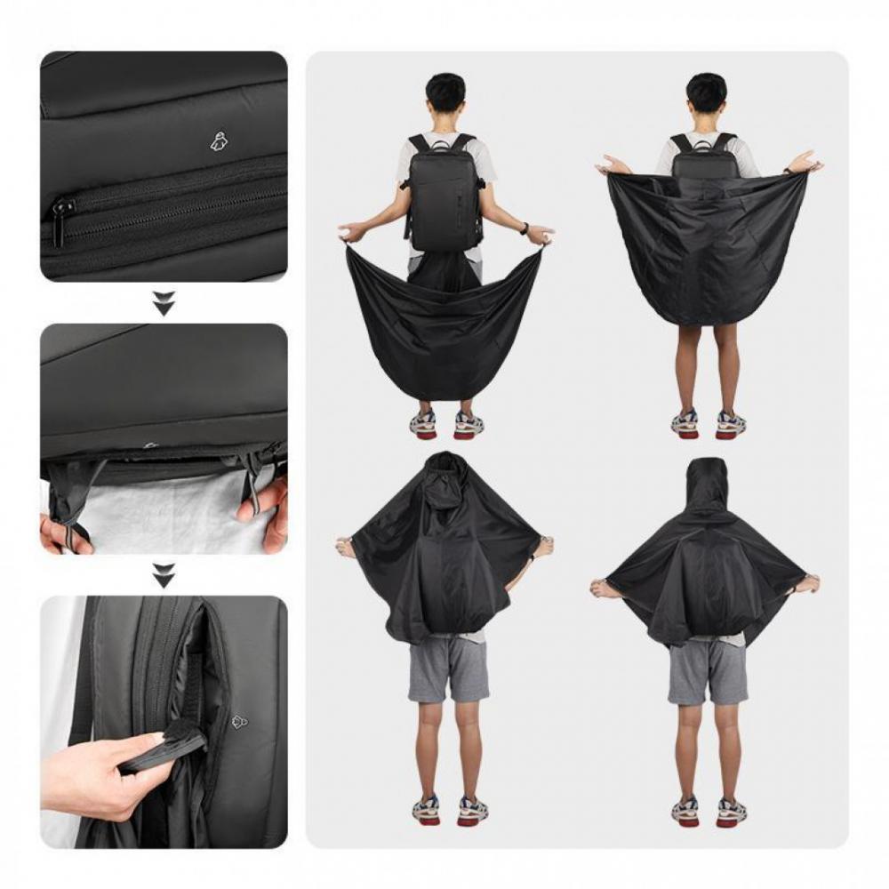 Rucsac Mark Ryden pentru laptop 17.3 inch, extensibil 39L, model MR9299, pelerina impermeabila inclusa, port USB, full impermeabil, sistem antifurt, spatios, negru