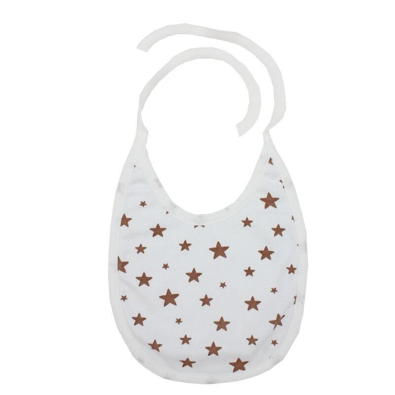 Baveta, alb cu stelute maro, 0-6 luni