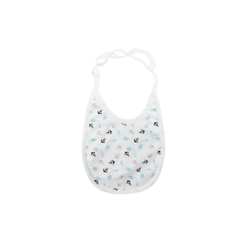 Baveta, alba cu ancore, 0-6 luni