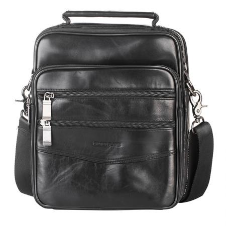 Geanta din piele naturala - Silver Flame, SFF08, 23x19x8cm, Negru