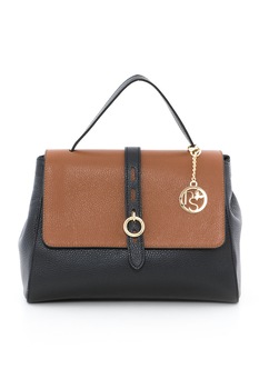 Pia Sassi, Geanta de piele cu bareta detasabila de umar, Negru/Maro Pia Sassi, Geanta de piele cu bareta detasabila de umar, Negru/Maro