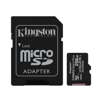 Card de memorie MicroSD Kingston Canvas Select Plus, 256GB, UHS-I, 100MB/s, cu adaptor Card de memorie MicroSD Kingston Canvas Select Plus, 256GB, UHS-I, 100MB/s, cu adaptor