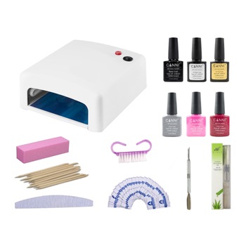 Kit manichiura First Step Canni, oja semipermanenta, lampa uv Kit manichiura First Step Canni, oja semipermanenta, lampa uv