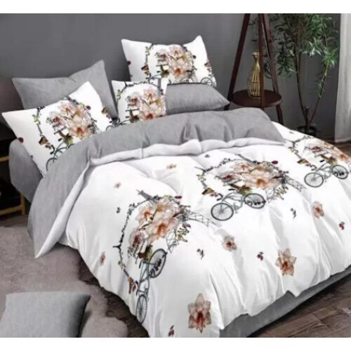 Set Lenjerie de pat, Ralex Pucioasa, 2 persoane, RABAT cu model, finet, multicolor, 6 piese
