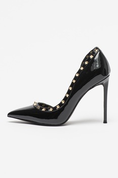 Steve Madden, Pantofi cu toc stiletto, varf ascutit si aspect lacuit Viyana, Negru Steve Madden, Pantofi cu toc stiletto, varf ascutit si aspect lacuit Viyana, Negru