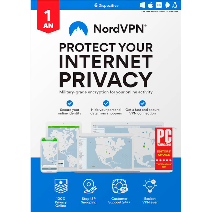 NordVPN, 1 éves előfizetés, 6 eszköz, elektronikus licenc
