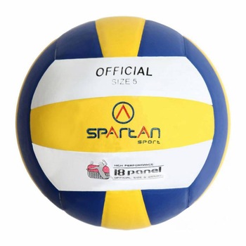 Minge volley, Spartan, Indoor, PU, cusuta manual, 18 panouri, marime oficiala Minge volley, Spartan, Indoor, PU, cusuta manual, 18 panouri, marime oficiala