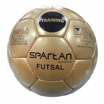 Minge de fotbal, SPARTAN, Futsal, marimea 4, auriu, cusuta manual, pentru toate conditiile meteorologice Minge de fotbal, SPARTAN, Futsal, marimea 4, auriu, cusuta manual, pentru toate conditiile meteorologice