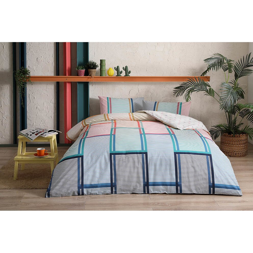 Lenjerie de pat dublu, 4 Piese, TAC model Santana, Bumbac 100%