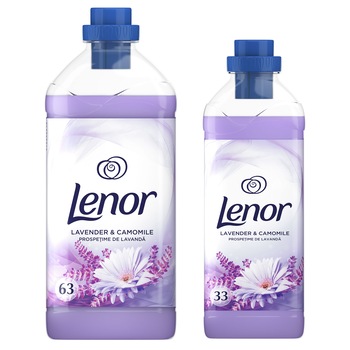 Pachet promo: Balsam de rufe Lenor Lavender & Camomile, 1.9 L + 1 L, 63 + 33 spalari Pachet promo: Balsam de rufe Lenor Lavender & Camomile, 1.9 L + 1 L, 63 + 33 spalari