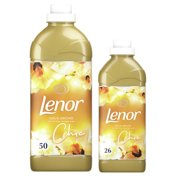 Pachet promo: Balsam de rufe Lenor Gold Orchid, 1.5 L + 800 ml, 50 + 26 spalari Pachet promo: Balsam de rufe Lenor Gold Orchid, 1.5 L + 800 ml, 50 + 26 spalari