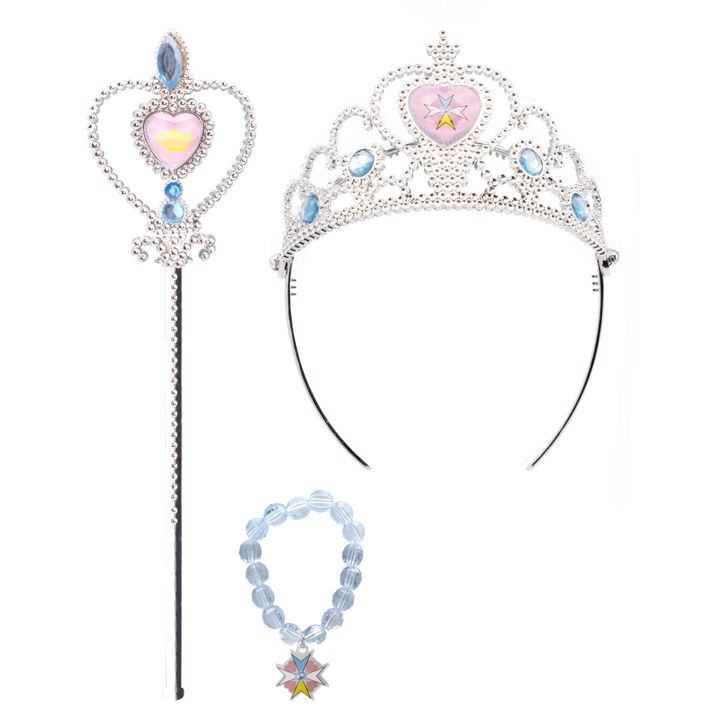 Set bijuterii printesa pentru copii Princess Heart Order, 3 piese, multicolor