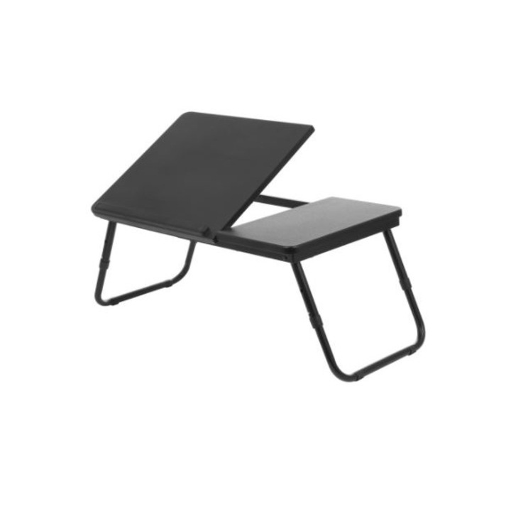 Masa pentru laptop,notebook Deco,plianta,reglabila in inaltime,picioare antialunecare,neagra,60x35.5 cm