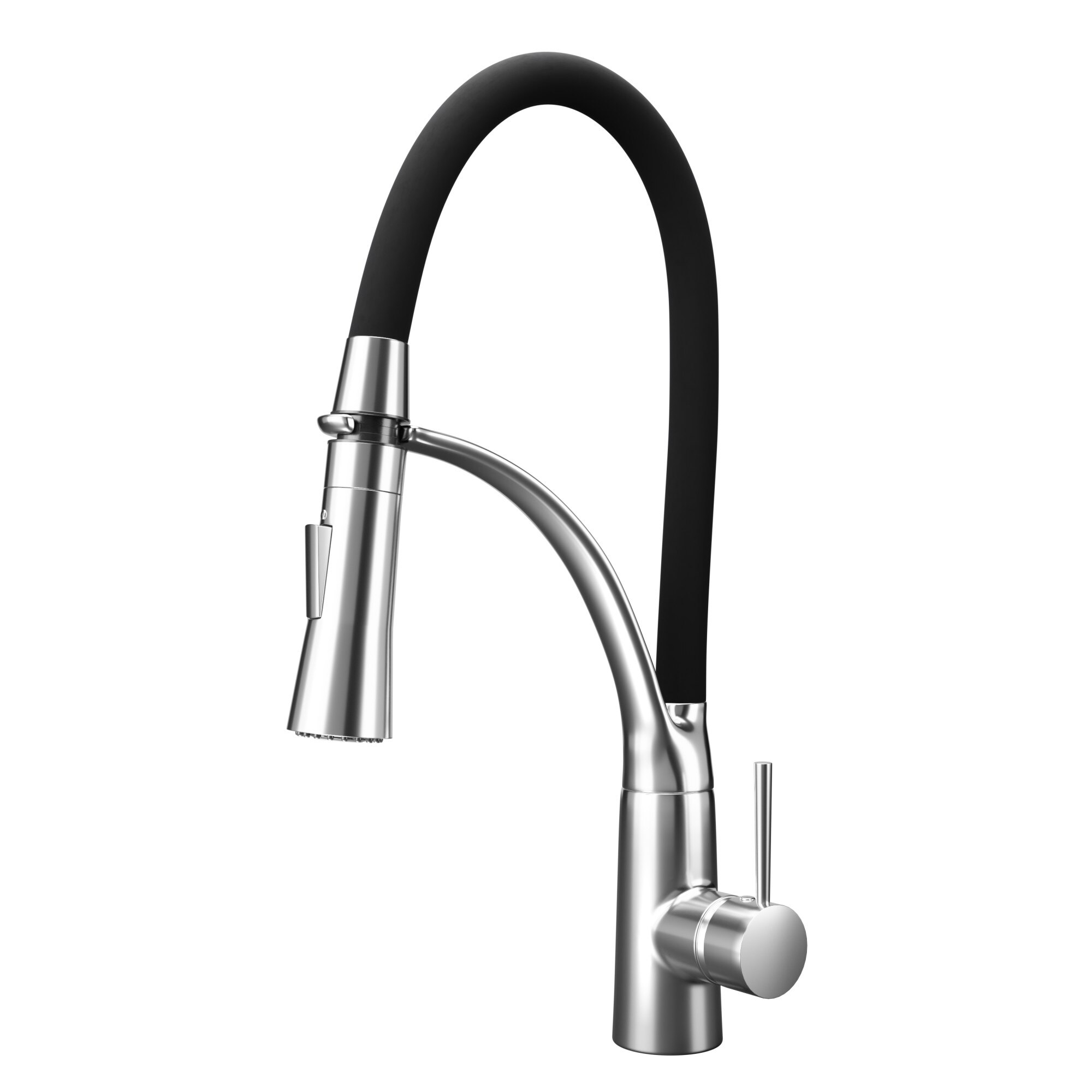 Baterie bucatarie ZOLTA, crom/negru, pipa flexibila 24 x 44 x 20 cm
