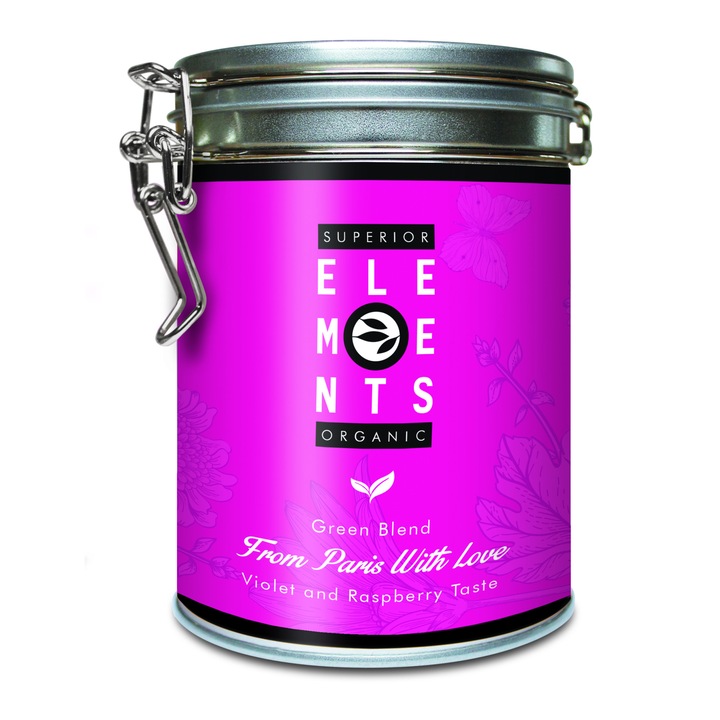 Alveus zöld tea, növények és gyümölcsök Párizsból, With Love Superior Elements, 100g, fémdoboz