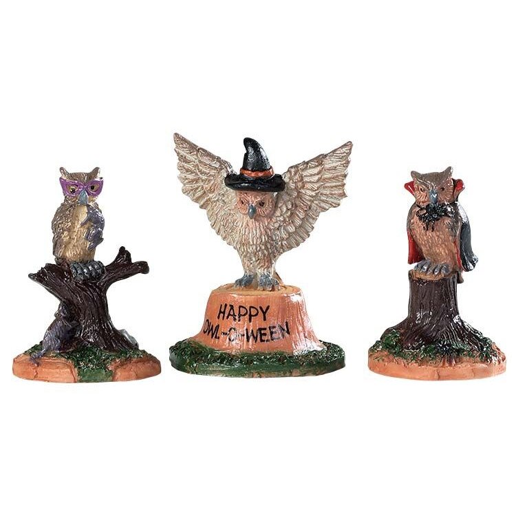 Set 3 Figurine Halloween, Happy Owl-O-Ween
