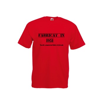 Tricou barbatesc imprimeu aniversar Fabricat in 1951 toate componentele originale, rosu, XXL Tricou barbatesc imprimeu aniversar Fabricat in 1951 toate componentele originale, rosu, XXL