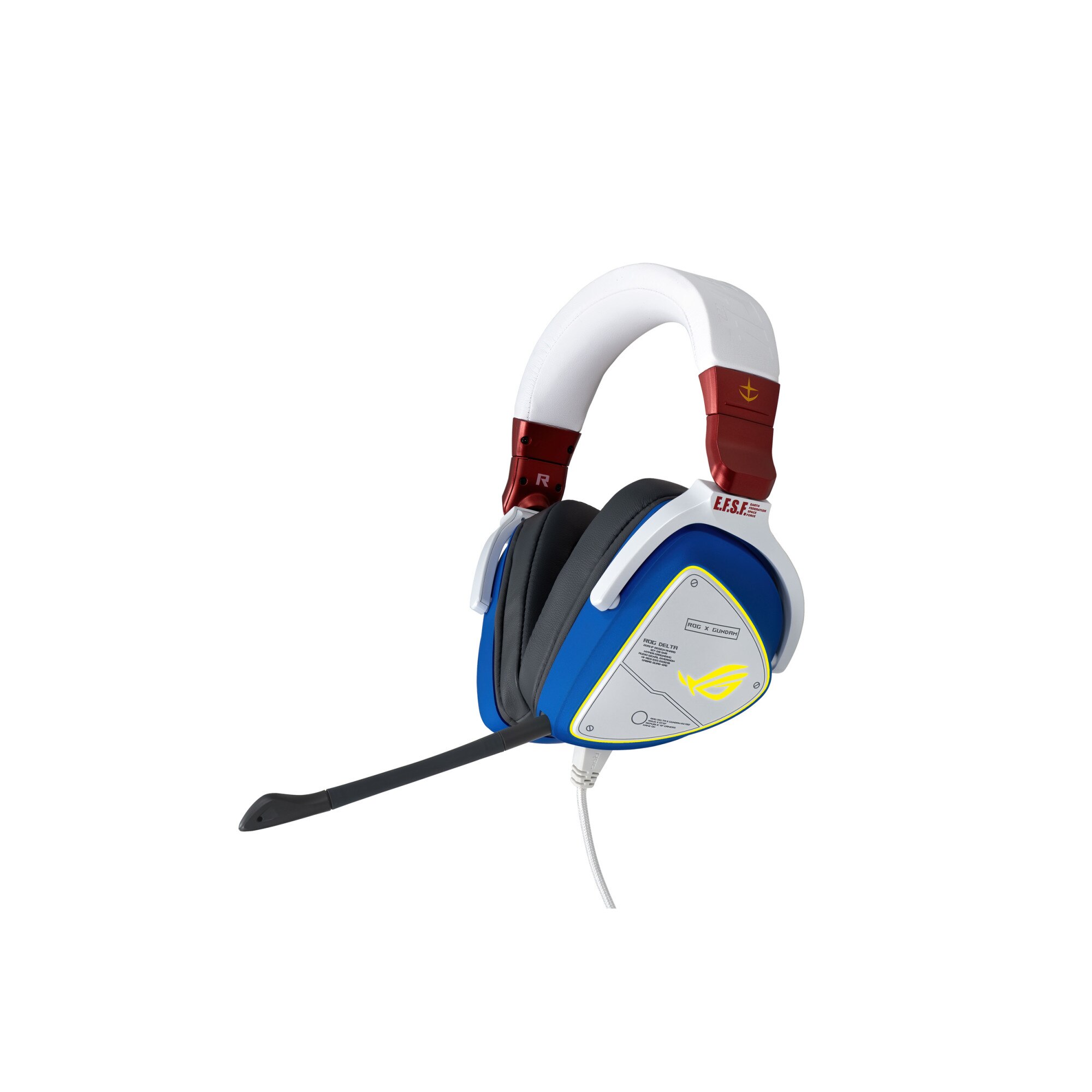 Casti gaming ASUS ROG Delta GUNDAM EDITION, RGB, Hi-Res SSE Quad-DAC, difuzoare ASUS Essence 50mm, compatibile multiplatforma, USB-C/USB 2.0, pliabile, Multicolor