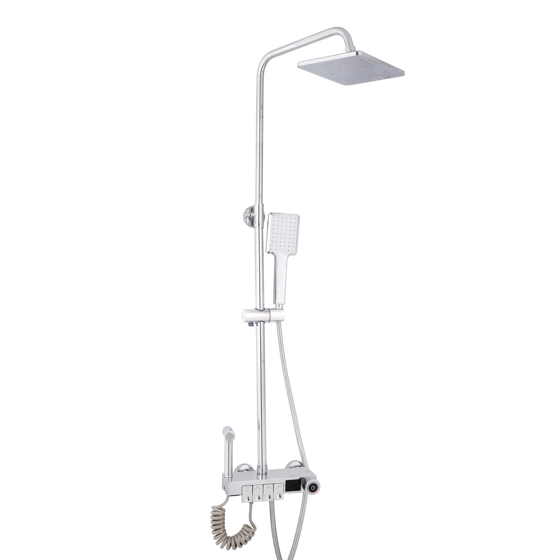 Coloana de dus TRENDY'S, cu patru functii cu afisaj temperatura apa LCD si functie de bideu ,crom lucios