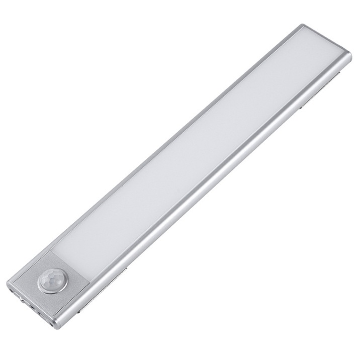 Lampa Led cu senzor de miscare , suport magnetic, reincarcare prin USB, portabila, ultra subtire, lumina rece