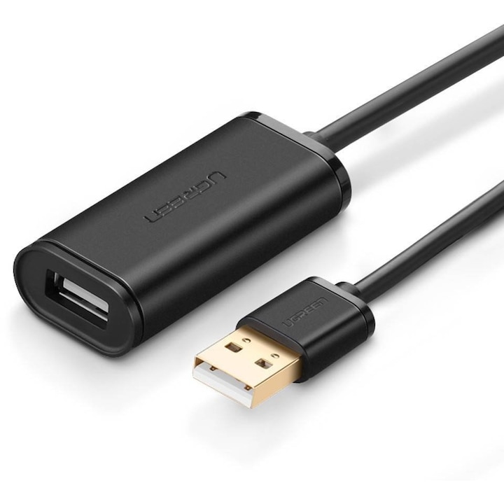 Адаптер Ugreen US121, USB 2.0 extension кабел, active, 25m, черен