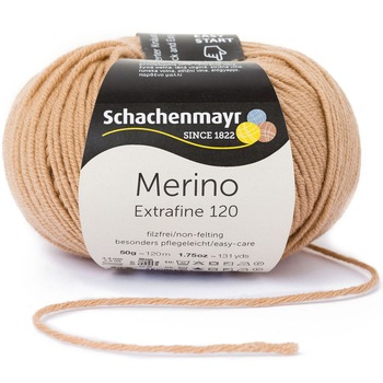 Fir de tricotat si crosetat, 100% lana merinos, grosime fir nr 3 Light, lungime 120 m, 50g, Merino Extrafine 120, Camel 00105 Fir de tricotat si crosetat, 100% lana merinos, grosime fir nr 3 Light, lungime 120 m, 50g, Merino Extrafine 120, Camel 00105